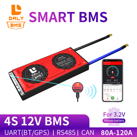 Daly-Placa de protección de batería BMS inteligente 4s, 12,8 v, 80A, 100A, 120A, BMS, Bluetooth, UART, RS485 ► Foto 1/6