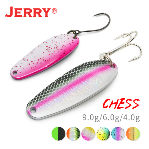 Jerry ajedrez Wobbler señuelo de pesca Aritificial cuchara de Metal cebos mezcla Spinner de colores cuchara Trolling señuelos para trucha bajo ► Foto 1/6