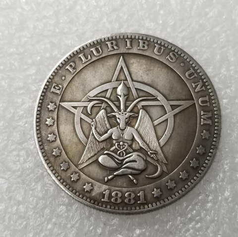 Moneda Hobo conmemorativa de estrella de cinco puntas, colección de monedas conmemorativas de cabra y imperial para decoración de sala de estar, artesanías con monedas, regalo, 1881 ► Foto 1/5