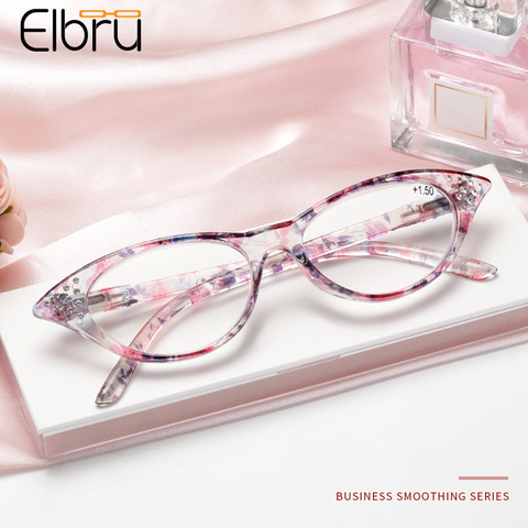 Elbru-gafas de lectura para presbicia Unisex, lentes de lectura para pierna de primavera a prueba de explosiones con adornos de diamantes PC + 1,0 + 1,5 + 2,0 + 2,5 + 3,0 + 3,5 ► Foto 1/5