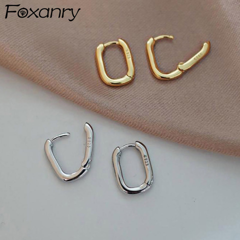 Foxanry-pendientes tipo botón de plata fina para prevenir alergias, joyería hecha a mano, estilo Vintage, con forma de U, para novia, 925 ► Foto 1/6