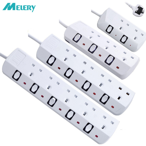 Protector de sobretensión de la tira de energía 2/3/4/5 AC UK toma de corriente con cargador USB, adaptador de puerto eléctrico, cable de extensión de 2m ► Foto 1/6