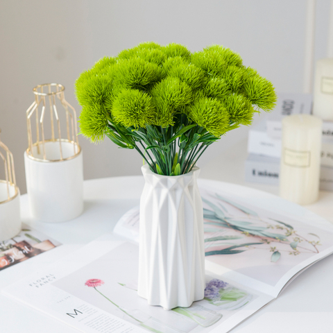 Flores artificiales de plástico verde para decoración del hogar, jarrones de diente de león para el despacho de Accesorios DE BODA nupciales, 5 unidades ► Foto 1/1