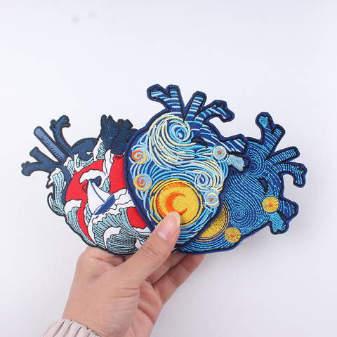 Parches bordados Van Gogh para ropa, pegatinas, Parche de corazón para accesorios para camiseta Hippie, parches de planchar en la insignia de la ropa ► Foto 1/6