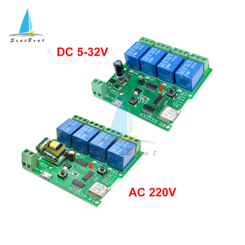 EWeLink-Módulo de interruptor inalámbrico con Control remoto inteligente, 4 canales de CC, 5-32V de CA, 220V, Wifi, bloqueo automático, RF, receptor, 10A ► Foto 1/6