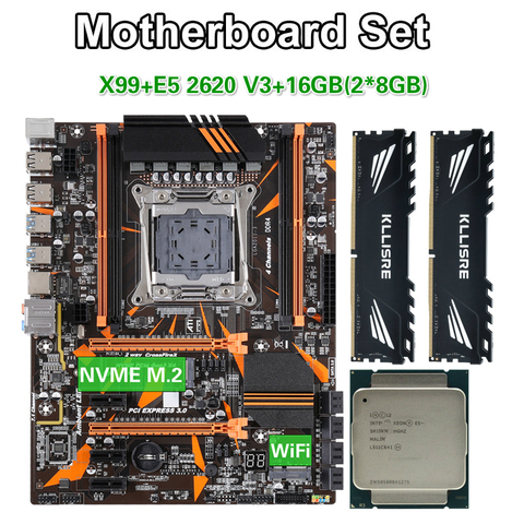 Kllisre-Set de tarjeta madre, placa X99 D4 con Xeon E5, 2620, V3, CPU LGA2011-3, 8GB = 16GB, 2666MHz, memoria DDR4, 2 uds. ► Foto 1/6