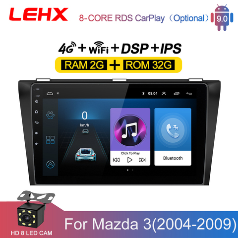 DVD para coche con GPS android 9,0, Radio estéreo para coche con 2G, 32G, mapa gratuito, Quad Core, reproductor Multimedia 2 din para coche, para Mazda 3 2004-2013 Max axel ► Foto 1/6