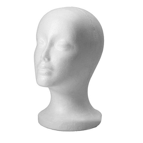 Cabeza de Maniquí de espuma femenina (poliestireno), exhibidor para Gorro con auriculares, accesorios para el cabello y pelucas para mujer, 53cm x 30cm ► Foto 1/6