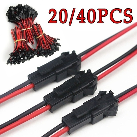 Terminal de conector SM largo de 20 pares, enchufe de cable macho a hembra, conectores de cable de empalme, lámpara de techo LED descendente de cable rojo y negro ► Foto 1/6