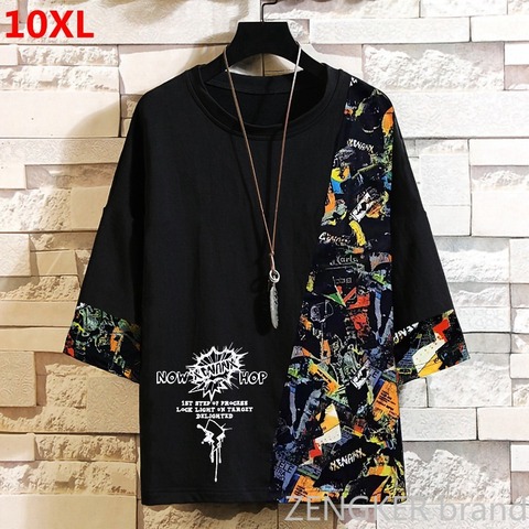 Camiseta holgada de media manga con cuello redondo para hombre, ropa de talla grande, supergrande, 10XL, 11XL, 9XL, otoño ► Foto 1/5