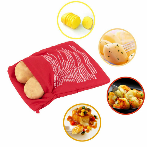 1PC Nuevo rojo lavable bolsa para cocinar patatas al horno microondas cocina de rápido (cocineros 4 patatas en una vez) accesorios de cocina ► Foto 1/1