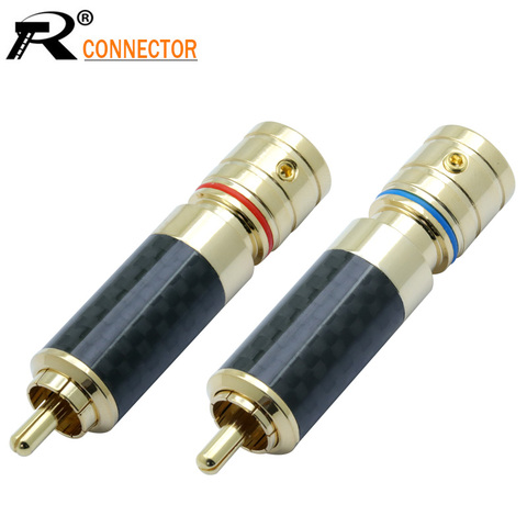 Conector RCA de fibra de carbono adaptador de enchufe macho, Vídeo/conector de Cable de Audio, soporte de Cable de 8mm, calidad superalta, 4 Uds./2 pares ► Foto 1/6