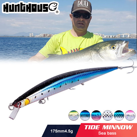 Señuelo de pesca Hunthouse tide slim minnow wobblers cebo duro 175mm 24,5g lubina de mar flotante leurre ocean beach pescado ► Foto 1/5