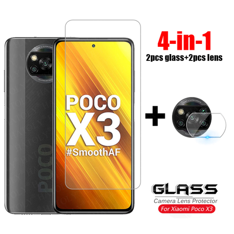 Cristal templado 4 en 1 Poco X3 M3 para Xiaomi Redmi Note 9S 8 9 Pro, película protectora de pantalla de lente de cámara para Xiaomi Poco X3, NFC ► Foto 1/6