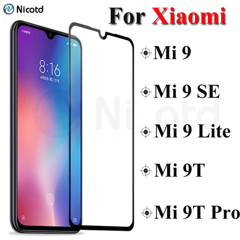 Protector de pantalla de vidrio templado para Xiaomi, Protector de pantalla de vidrio de seguridad para Xiaomi Mi 9T 9 Lite 9 SE Pro, película protectora de cobertura completa ► Foto 1/6