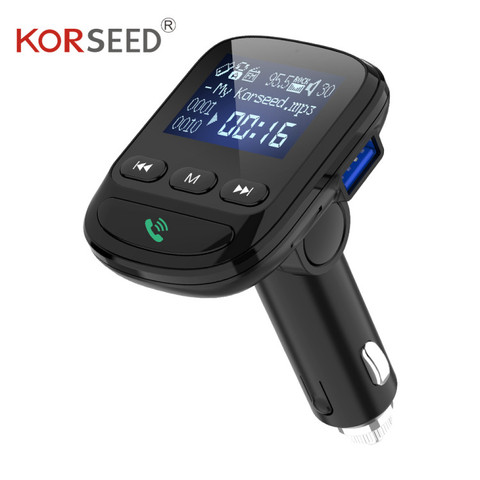 KORSEED-cargador manos libres para coche, transmisor FM, Bluetooth, Kit de coche, reproductor MP3 LCD, cargador de telefono de coche USB Dual para iPhone ► Foto 1/6