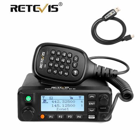 Retevis-Walkie Talkie RT90 DMR Digital para coche, Radio bidireccional, 50W, VHF, UHF, banda Dual, transmisor de Radio Amateur + Cable ► Foto 1/6