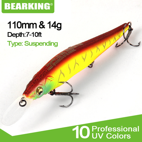 Bearking-SEÑUELOS DE PESCA DE acción excelente A +, colores surtidos, manivela minnow 110mm 14g, Bola de tungsteno 2017, cebo de manivela ► Foto 1/6