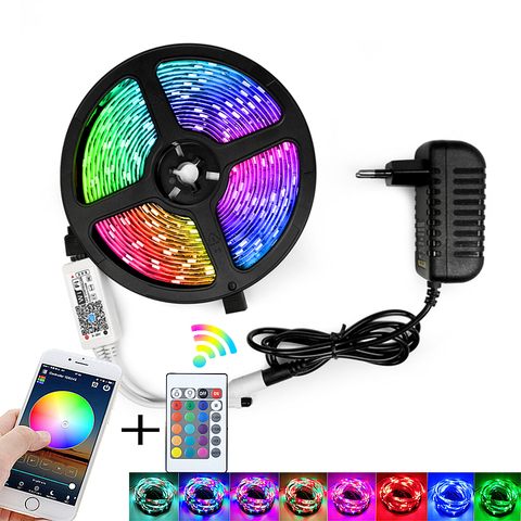 Tira de luces LED RGB SMD 2835, 5M, cinta impermeable RGB, cinta de diodos DC12V, tira de luces led, lámpara de rayas Flexible, controlador de WIFI IR ► Foto 1/6