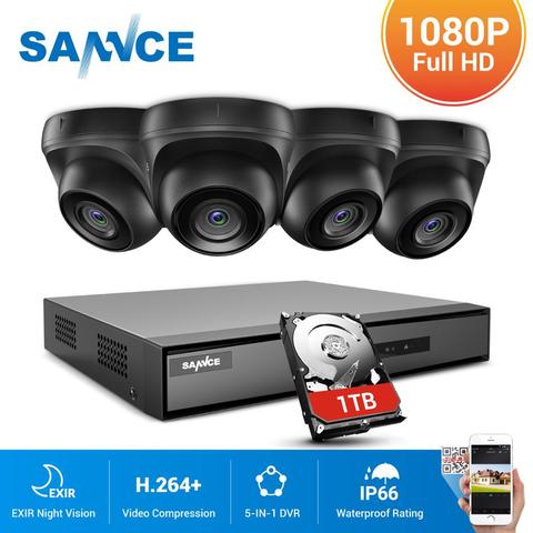 SANNCE-Sistema de videovigilancia DVR 1080N, 8 canales, 4 Uds., 1080P, cámaras de seguridad en domo, IR, para interior, impermeable, vídeo de exterior, Kit CCTV ► Foto 1/6