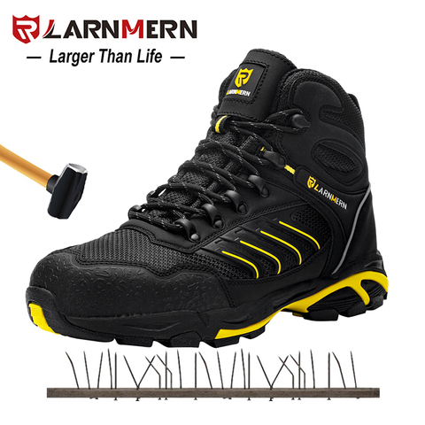 LARNMERM-zapatos de seguridad para el trabajo para hombre, calzado ligero y transpirable con punta de acero, para construcción ► Foto 1/6