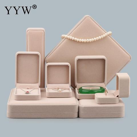 Conjunto de joyería de terciopelo rosa para mujer, caja de embalaje de lujo para joyas, collares, anillos, pendientes, regalos, caja de boda ► Foto 1/6