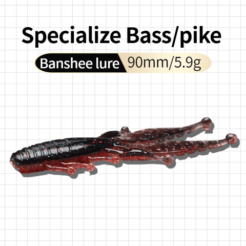 Banshee perfecto cebos blandos para pesca señuelos 90Mm y 5,9G gusano Texas Rig Craw señuelo para pesca de Bass Pike fácil ojo morado de cebo conjunto ► Foto 1/6