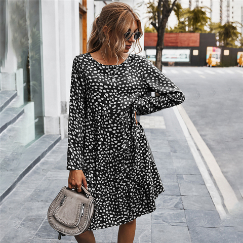 Vestido informal hasta la rodilla con botones para mujer, Vestido estampado de temperamento, otoño e invierno, holgado, A la moda, 2022 ► Foto 1/6