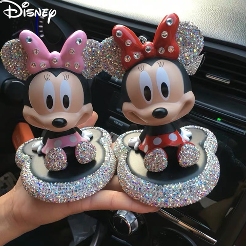 Disney Mickey Mouse Minnie muñeca de Anime figura juguetes de Disney Mickey Minnie dibujos animados de sacudir la cabeza muñeca modelo coche Deco juguete ► Foto 1/5