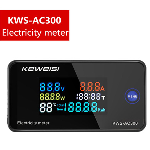 Voltímetro de KWS-AC300, amperímetro KWS, medidor de energía CA 50-300 V, LED AC, vatímetro, medidor de electricidad con función de reinicio 0-100A ► Foto 1/6