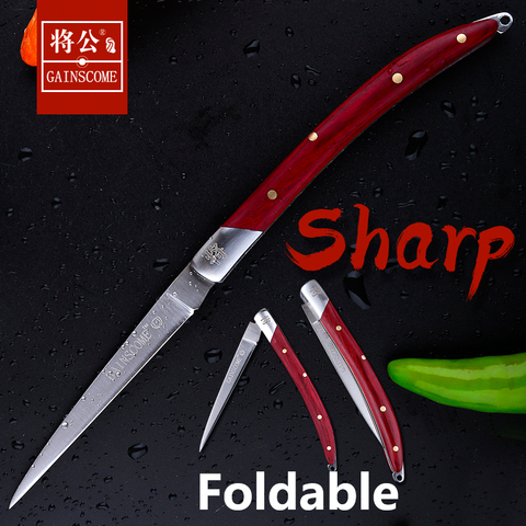 GAINSCOME-cuchillo plegable de acero para tallado de cocina, utensilio de cocina portátil de molibdeno, vanadio, para Chef, fruta y verduras, cuchillo maestro afilado ► Foto 1/1