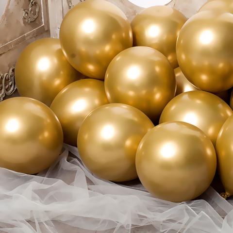 20 piezas oro metálico de plata verde púrpura Ballon boda globos de látex con diseño de Feliz Cumpleaños de Metal cromado globo de gas helio globo ► Foto 1/6