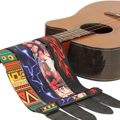 Correa para guitarra de nailon, para guitarra eléctrica acústica y bajo, multicolor, ajustable, con estampado colorido ► Foto 1/6