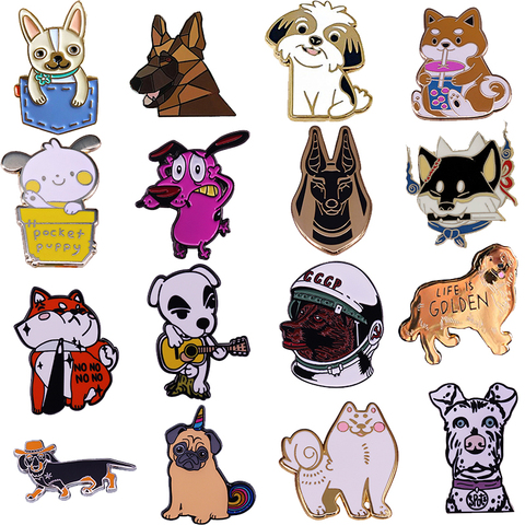 Adorable broche de perros, insignia de Animal de Mascota, dorado, esmalte, accesorio ► Foto 1/6