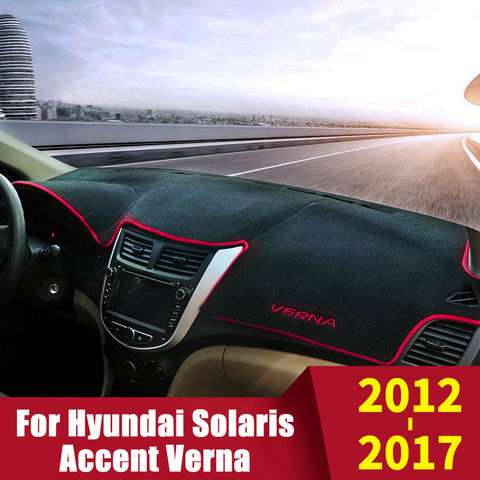 Funda para salpicadero de coche, accesorios Anti-UV, para Hyundai, Solaris, Accent, Verna, 2012, 2013, 2014, 2015, 2016, LHD ► Foto 1/6