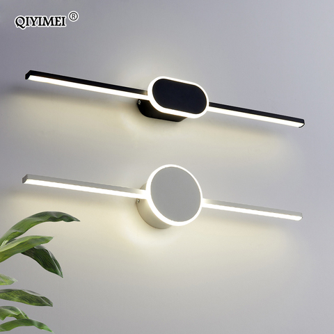 Lámparas Led de pared para baño y sala de estar, Base acrílica de aluminio y hierro blanco y negro, luces de espejo para interior, luminaria de iluminación ► Foto 1/6