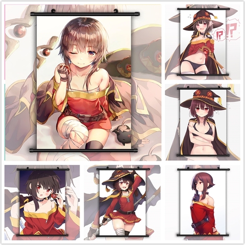 KonoSuba Megumin-dibujo de Anime Manga HD, cartel de pared, desplazamiento ► Foto 1/6