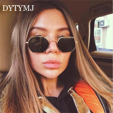 DYTYMJ-Gafas De Sol De polígono De Metal para mujer y hombre, anteojos De Sol femeninos De montura pequeña Retro, De diseñador De marca, con lentes De mar ► Foto 1/6