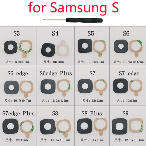 Lente de cristal para cámara trasera de Samsung, carcasa de teléfono, vidrio de seguridad con pegamento y herramientas, para S2, S3, S4, S5, S6 Edge, S7, Edge, S8, S9 Plus ► Foto 1/1