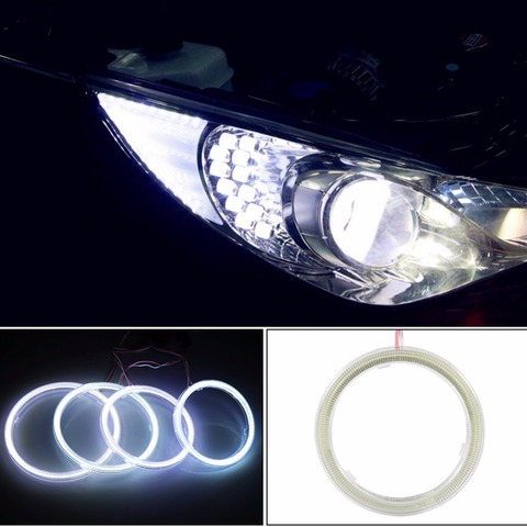 2 piezas de coche LED Halo anillos de Ojos de Ángel DRL faro tubo de día faro COB Chips luz para la motocicleta coche 60-120mm ► Foto 1/6