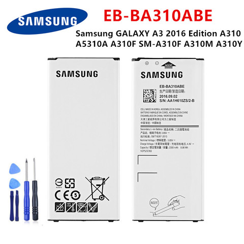 SAMSUNG original EB-BA310ABE 2300mAh batería para Samsung GALAXY A3 edición 2016 A310 A5310A A310F SM-A310F A310M A310Y + herramientas ► Foto 1/4