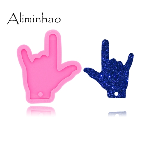 DY0118 silicona brillante te amo en el lenguaje de signos moldes de mano DIY moldes de resina epoxi para la joyería molde artesanal decorativo al por mayor ► Foto 1/6