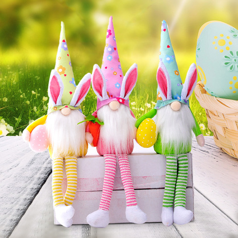 Huevo de Pascua de patas largas para niños, muñeco Rudolf, de conejo elfo verde, rosa, amarillo, regalo de Pascua, decoración de Fiesta de Pascua feliz DIY para el hogar, 2022 ► Foto 1/6