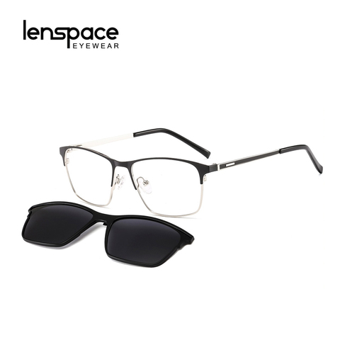 Gafas 2 en 1 magnéticas con clip para hombre, lentes de sol polarizadas, montura para miopía, graduadas ► Foto 1/6