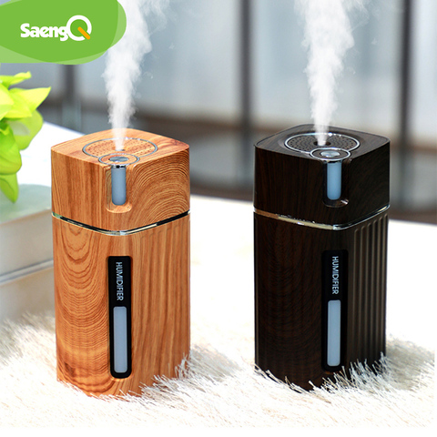 SaengQ-humidificador eléctrico de aceites aromáticos, difusor de aceites esenciales ultrasónico de grano de madera, minigenerador de niebla con USB, luz LED ► Foto 1/6