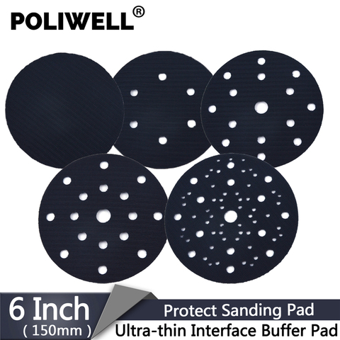 POLIWELL-almohadilla de protección abrasiva autoadhesiva, almohadillas amortiguadoras de interfaz ultrafina con agujeros de 6 ''y 150mm, almohadilla de protección con gancho y bucle ► Foto 1/6