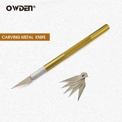 OWDEN-Kit de herramientas para tallado de cuero, cuchillas de Metal para bisturí, cortador antideslizante, grabado artesanal, herramientas manuales de reparación DIY ► Foto 1/5