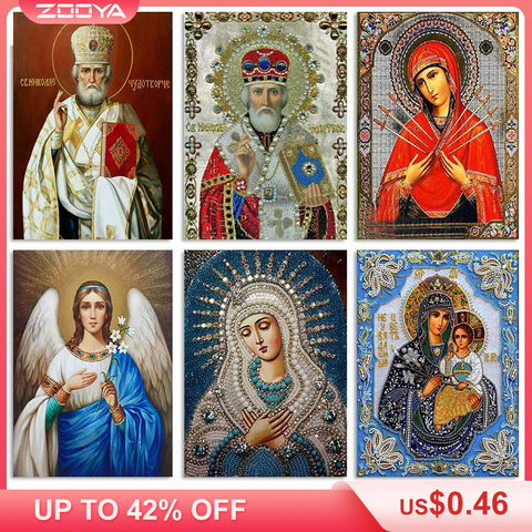 ZOOYA DIY 5D la religión de pintura de iconos de la plaza iconos de bordado de diamantes completa diseño Set venta icono de mosaico de diamantes 2Zj07 ► Foto 1/6