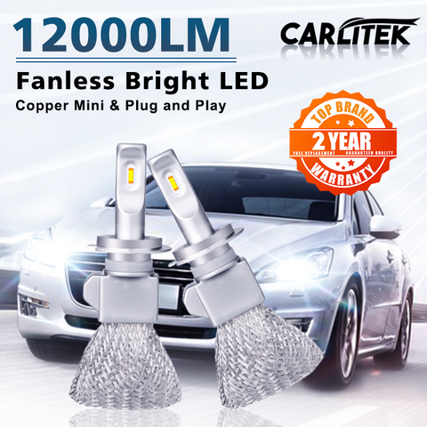 Carlitek-bombillas de faro delantero de coche, luces antiniebla de cobre, LED H7, H4, CSP, H1, H11, H8, HB3, HB4, 9005, 9006, 6000K ► Foto 1/6