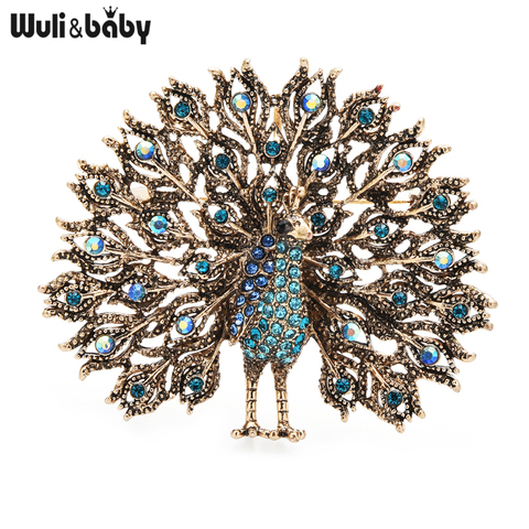 Wuli y multicolor grande espumosos Pavo Real broches pines para la joyería de las mujeres regalo 4 colores placa hebilla de bufanda ► Foto 1/5